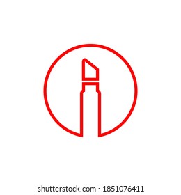Cosmetic logo design with lipstick icon vector template