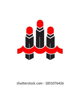 Conception de logo cosmétique avec modèle vectoriel d'icône rouge à lèvres