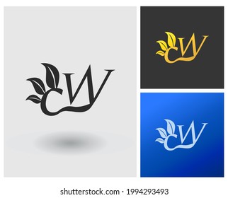 Cosmetic Logo initial CW monogram modern herbal company