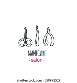Cosmetic logo in linear style, makeup, for beauty salon, stylist vector branding design.