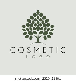 Cosmetic logo vector logo design. Geometric tree logotype. Abstract nature logo template.