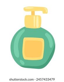 Cosmetic lotion in flat design. Skin care product in bottle with dispenser. Vector illustration isolated.