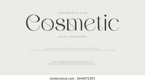 Cosmetic luxury minimal classic modern typeface typo typography alphabet fonts and number, uppercase lowercase and number. Vector illustration 