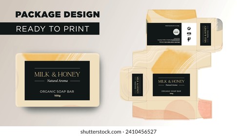 Cosmetic Luxury Soap Packbox Design Milch und Honig und Vektorgrafik