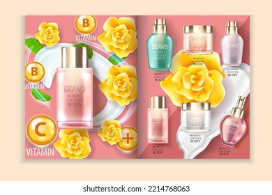 cosmetic magazine 3D vector illustration