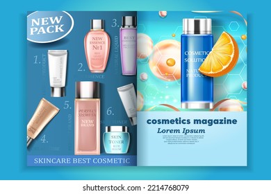 cosmetic magazine 3D vector illustration