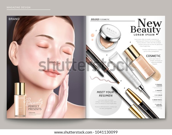 Cosmetic Magazine Template Elegant Model Foundation Stock Vector ...