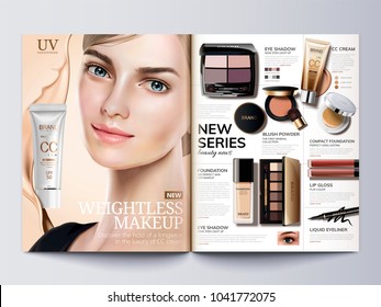 Cosmetic Magazine Template Fashion Catalogue Beautiful Stock Vector ...
