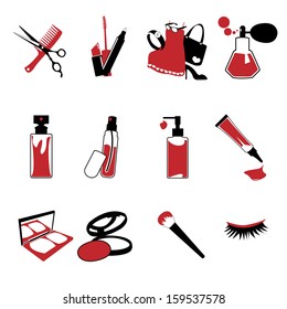 Cosmetic, make up and beauty icons.