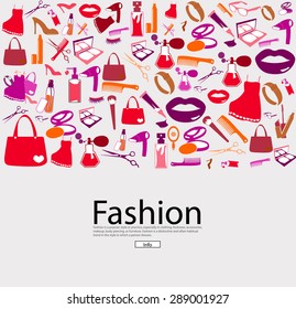 Cosmetic, make up and beauty icons and background. 