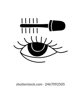 Cosmetic make up eyelash black hand drawn icon