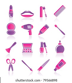 cosmetic, make up and hairdressing icons - vector icon set