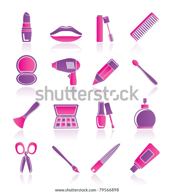 Cosmetic Make Hairdressing Icons Vector Icon Stock Vector Royalty Free 79566898 1370