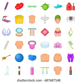 Cosmetic for make up icons set. Cartoon style of 36 cosmetic for make up vector icons for web isolated on white background