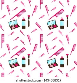 Cosmetic makeup Beauty Case Accessories Women's flat seamless pattern
