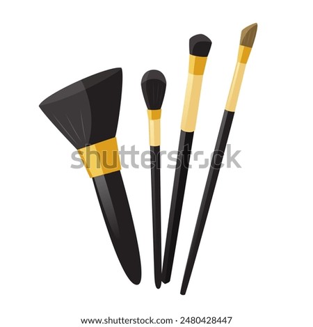 Cosmetic makeup brushes isolated on white background.	
