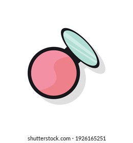 Cosmetic makeup for cheeks, blush, compact or masking powder for the face in a black package on a white background.