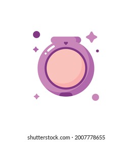 Cosmetic makeup face powder or foundation and primer in isolated vector illustration and flat design over white background. 