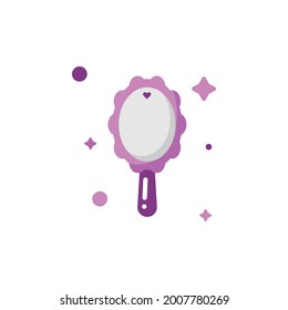 Cosmetic makeup hand mirror in isolated vector illustration and flat design over white background. 