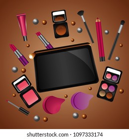 cosmetic makeup products beauty fashion set