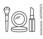 Cosmetic Makeup Vector Set – Beauty Icons with Brush, Mirror, and Lipstick