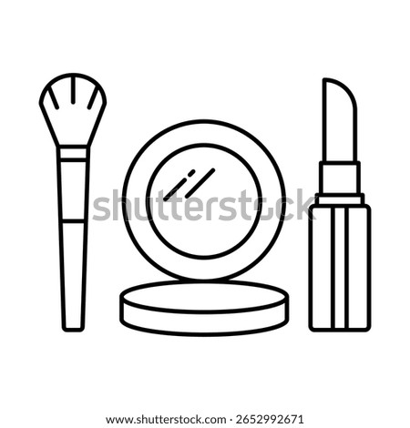 Cosmetic Makeup Vector Set – Beauty Icons with Brush, Mirror, and Lipstick