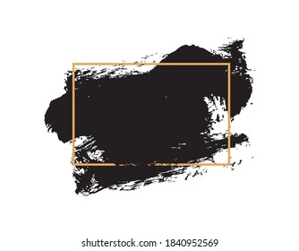 Golpe de rímel estético con un marco para texto, sobre fondo blanco. Realista frotis de rímel, ilustración vectorial