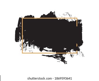 Cosmetic mascara stroke with a frame for text, on white background. Realistic mascara smear, vector illustration