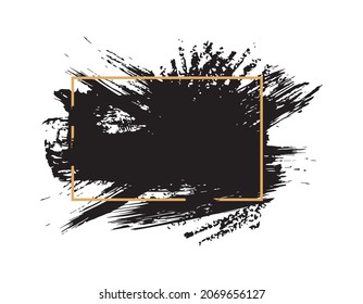 Cosmetic mascara stroke with a frame for text, on white background. Realistic mascara smear, vector illustration