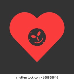 Cosmetic mask icon flat. Simple pictogram on heart background. Vector illustration symbol