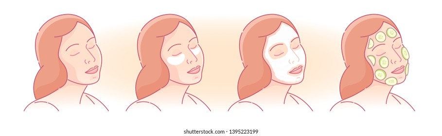 Cosmetic mask on the face of different types