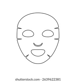 Cosmetic mask sheet for face care. Facial mask line template. Procedure in cosmetology, health care. Vector illustration
