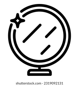 Vector de contorno de icono de espejo cosmético. Cuidado de la espuma. Gente de hombre