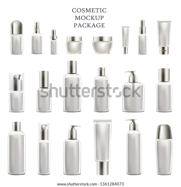Download Cosmetic Mockup Package Plastic Glass Tubes Stock Vector Royalty Free 1361284073