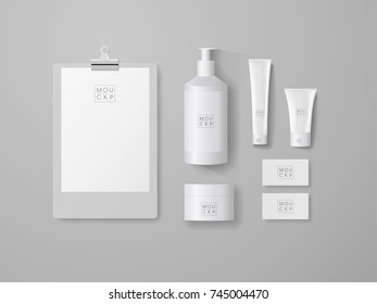 Cosmetic Mock-Up with realistic shadows. Vector Illustration.