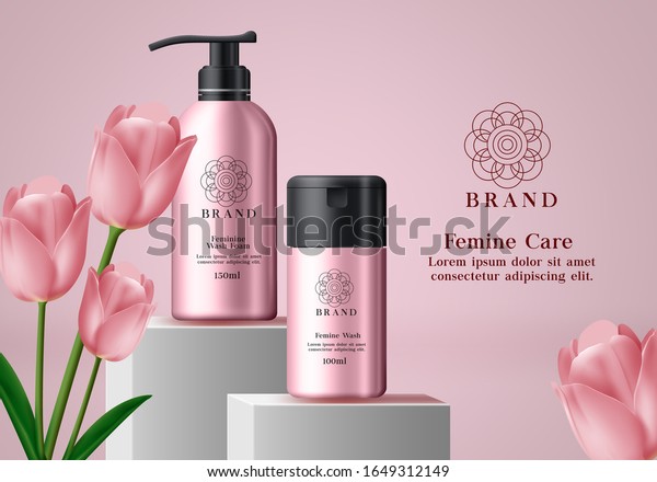 Cosmetic Mockup Vector Banner Template Feminine Stock Vector (Royalty ...