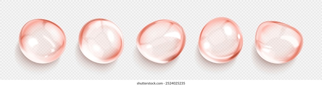 Cosmetic moisturizer water drops. Cosmetic essence. Liquid bubble. Collagen skincare product. Vector illustration