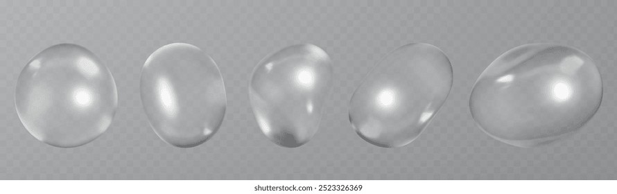 cosmetic moisturizer water molecule, Cosmetic Essence, Liquid bubble, Molecule inside Liquid Bubble on transparent background, 3d rendering