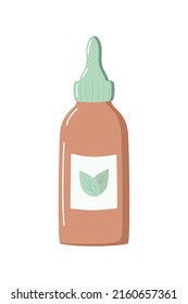 Cosmetic oil in a bottle, massage or sauna oil. Vector illustration
