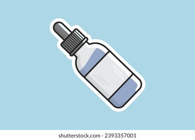 Cosmetic Oil Bottle Sticker vector illustration. Beauty and fashion object icon concept. Hair Oil bottle sticker design logo with shadow.