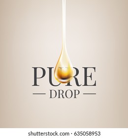 Cosmetic Oil Pure Drop. Skin Care Collagen Moisture Formula Treatment. Realistic Vector Illustration.