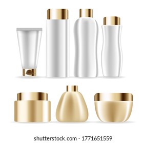 cosmetic package mockup set. vector illustration