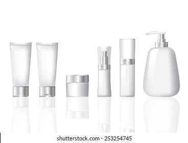 Cosmetic Package Mock-up Silver and White set