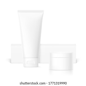 Cosmetic package mockups. Vector illustration isolated on white background. Ready for your design. EPS10.