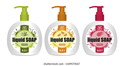 Cosmetic package template design, attractive packaging set with labels. Vector illustration.