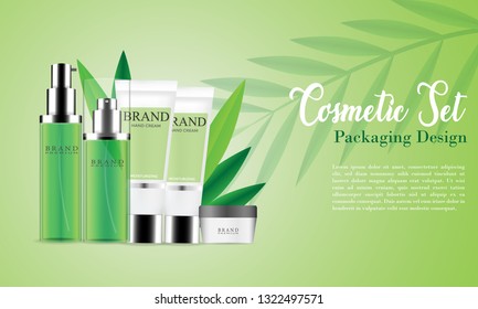 Avocado Salvia Themed Cosmetic Brochure Design Stock Vector (royalty 