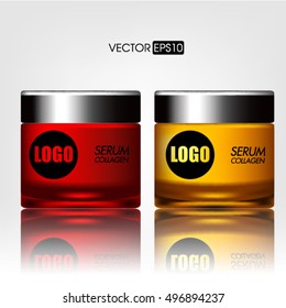 Cosmetic packaging, cream, powder or gel jar template for your design. Vector.