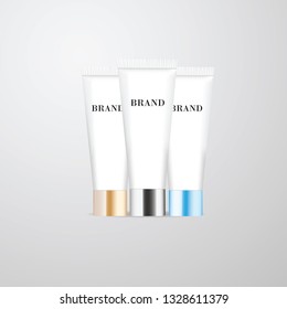 Cosmetic packaging design. 3d realistic vector illustration. Cosmetics mockup for branding