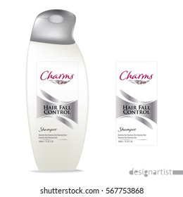 Cosmetic Packaging design, shampoo bottle templates on White background