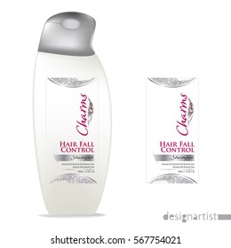 Cosmetic Packaging design, shampoo bottle templates on White background